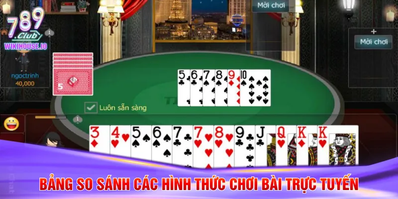 Tiến Lên Miền Nam 789Club - Bí Kíp Đánh Bài Thắng Đậm Nhất 3 Bảng so sánh các hình thức chơi bài trực tuyến